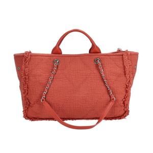 Chanel Deauville Red Bag 2WAY Canvas Tote